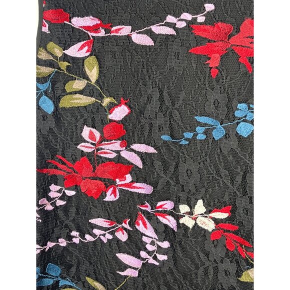 Lucky Brand Floral Embroidered Lace Tank Top XS Black Boho Festival Sleeveless - Picture 4 of 12